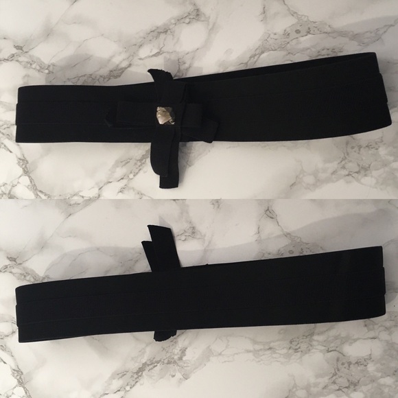 Black Wide Stretch Bow Belt - Picture 3 of 4